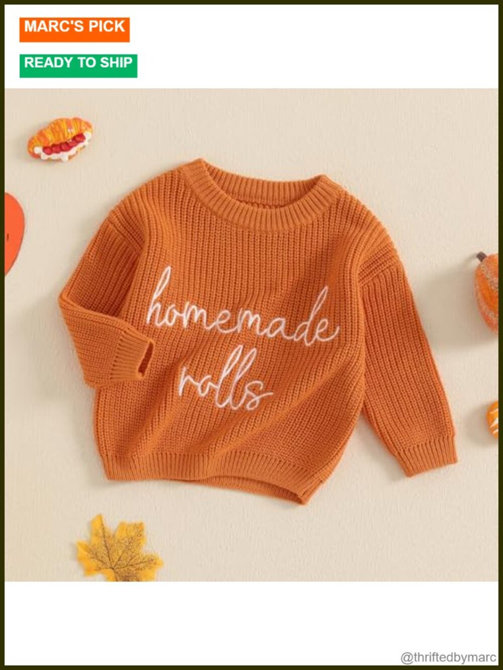 Baby Girl Boy Thanksgiving Sweater Long Sleeve Knit Cotton Blend Fall Winter - Picture 2 of 6